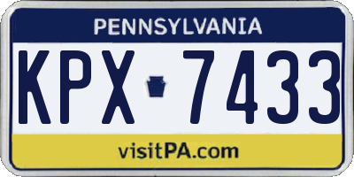 PA license plate KPX7433