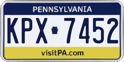 PA license plate KPX7452