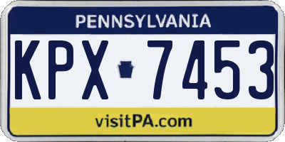 PA license plate KPX7453
