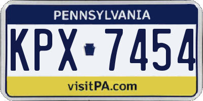 PA license plate KPX7454