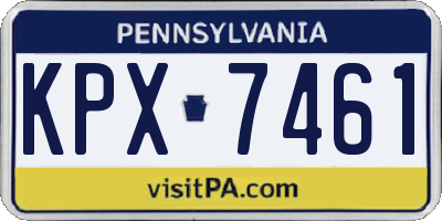 PA license plate KPX7461