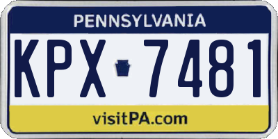 PA license plate KPX7481