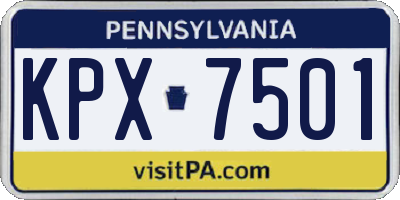 PA license plate KPX7501