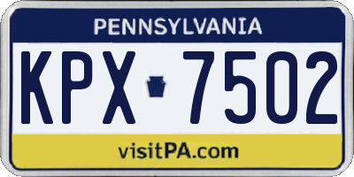 PA license plate KPX7502