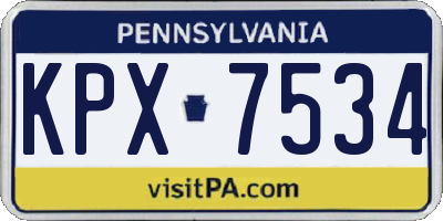 PA license plate KPX7534