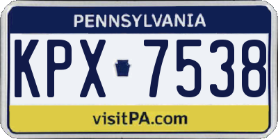PA license plate KPX7538