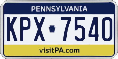 PA license plate KPX7540