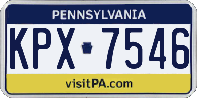 PA license plate KPX7546