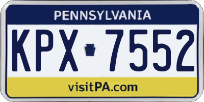 PA license plate KPX7552