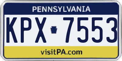 PA license plate KPX7553