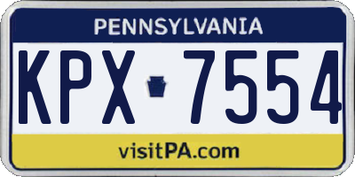 PA license plate KPX7554