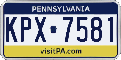 PA license plate KPX7581