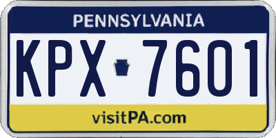PA license plate KPX7601
