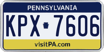 PA license plate KPX7606