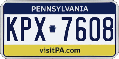 PA license plate KPX7608