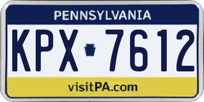 PA license plate KPX7612
