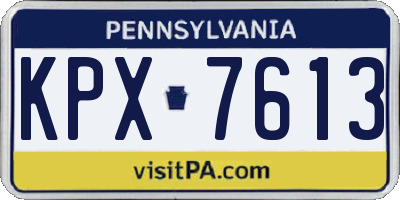 PA license plate KPX7613