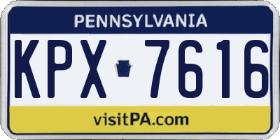 PA license plate KPX7616