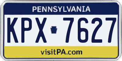 PA license plate KPX7627