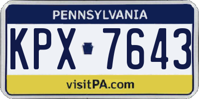 PA license plate KPX7643