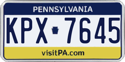 PA license plate KPX7645