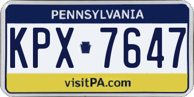PA license plate KPX7647