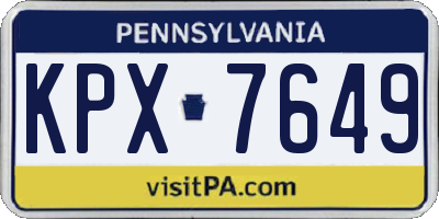 PA license plate KPX7649