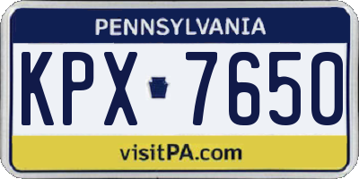 PA license plate KPX7650