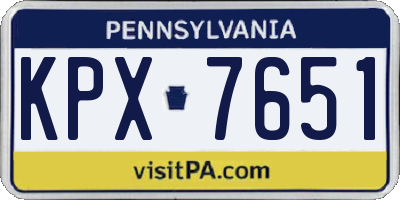 PA license plate KPX7651