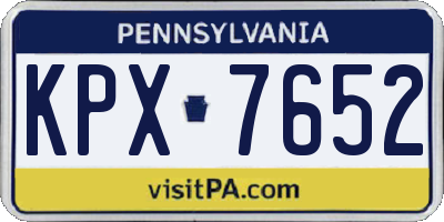 PA license plate KPX7652