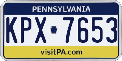 PA license plate KPX7653