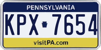 PA license plate KPX7654
