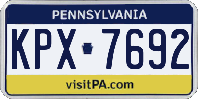 PA license plate KPX7692