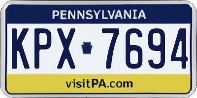 PA license plate KPX7694