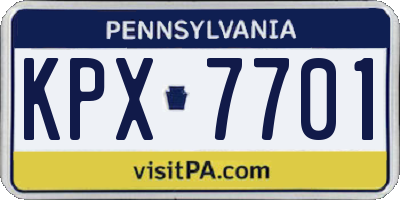 PA license plate KPX7701