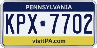 PA license plate KPX7702