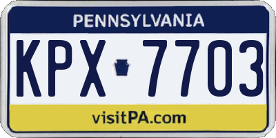 PA license plate KPX7703