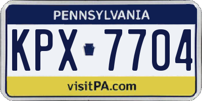 PA license plate KPX7704
