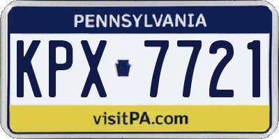 PA license plate KPX7721
