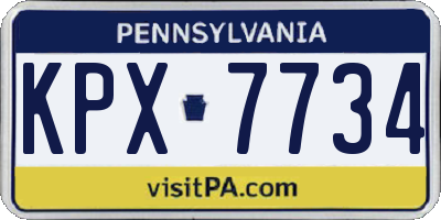PA license plate KPX7734