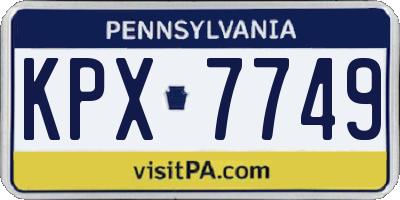 PA license plate KPX7749