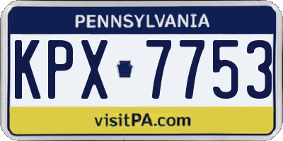 PA license plate KPX7753