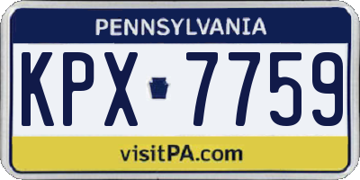 PA license plate KPX7759