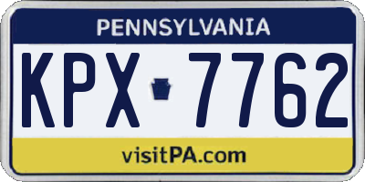 PA license plate KPX7762