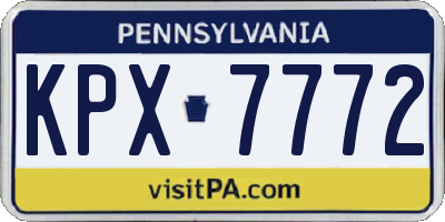 PA license plate KPX7772