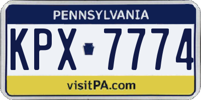 PA license plate KPX7774