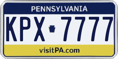 PA license plate KPX7777
