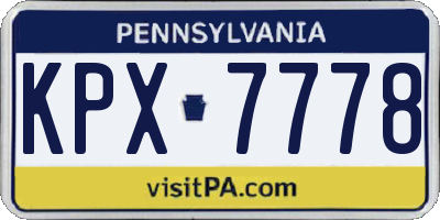 PA license plate KPX7778