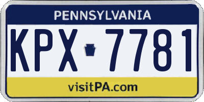 PA license plate KPX7781