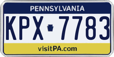 PA license plate KPX7783